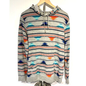 On The BYAS Pullover Hoodie Multi Color Aztec Print Long Sleeve Men's Size L